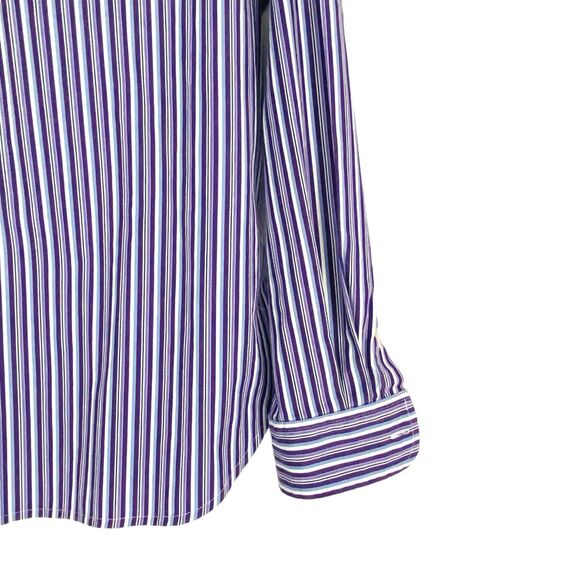 Lauren Ralph Lauren Button Shirt Womens Petite L Purple Striped Stretch Long Sle - Picture 4 of 6